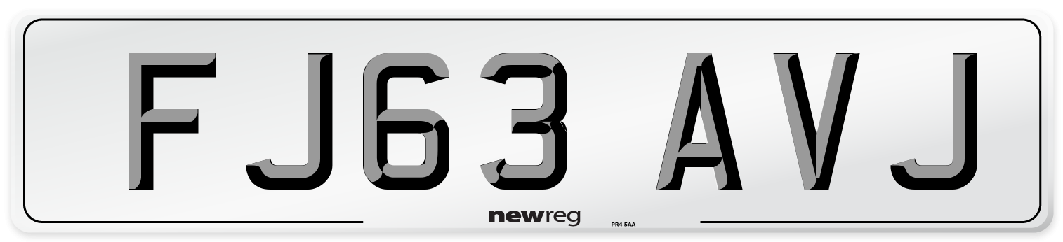 FJ63 AVJ Number Plate from New Reg